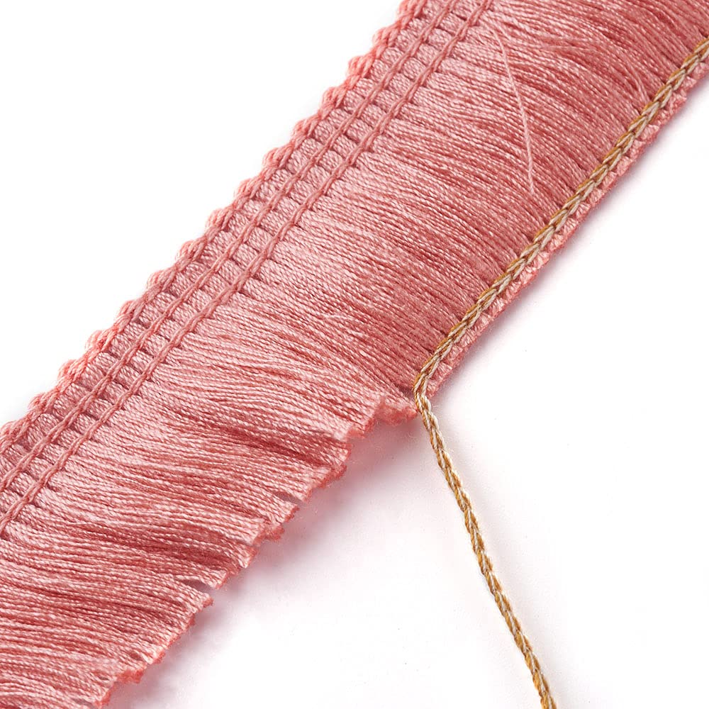 MegaPet Light Salmon Polyester Fringe Tassel Lace Trim 1 Inch x 27 Yards Chainette Fringe Fibre Trim for Sewing