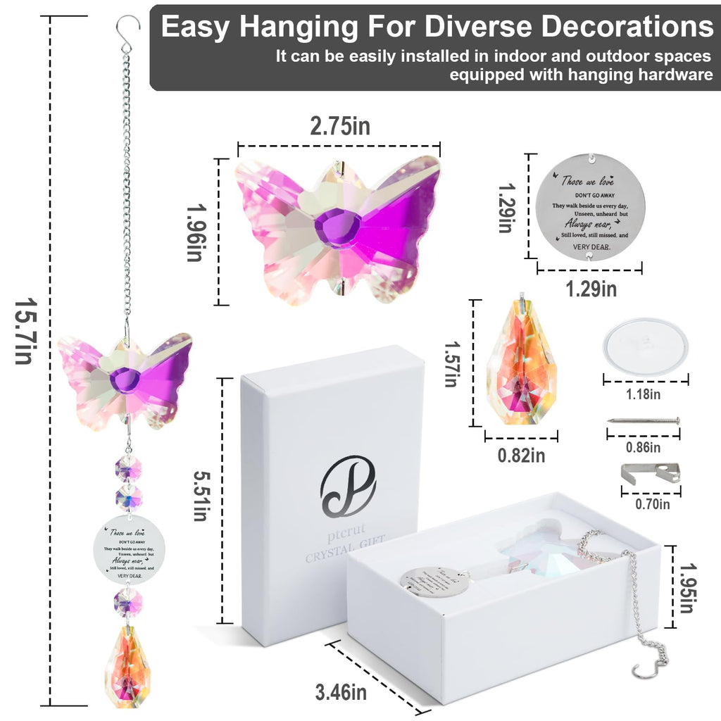 Unique Memorial Sympathy Gifts for Loss Loved One, Bereavement Gift Idea Crystal Butterfly Suncatcher in Remembrance