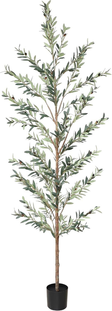 Olive Tree, 9FT Fake Olive Tree with Potted, 108" Faux Silk Olive Tree Tall Outdoor Plant with Olive Garden Decor