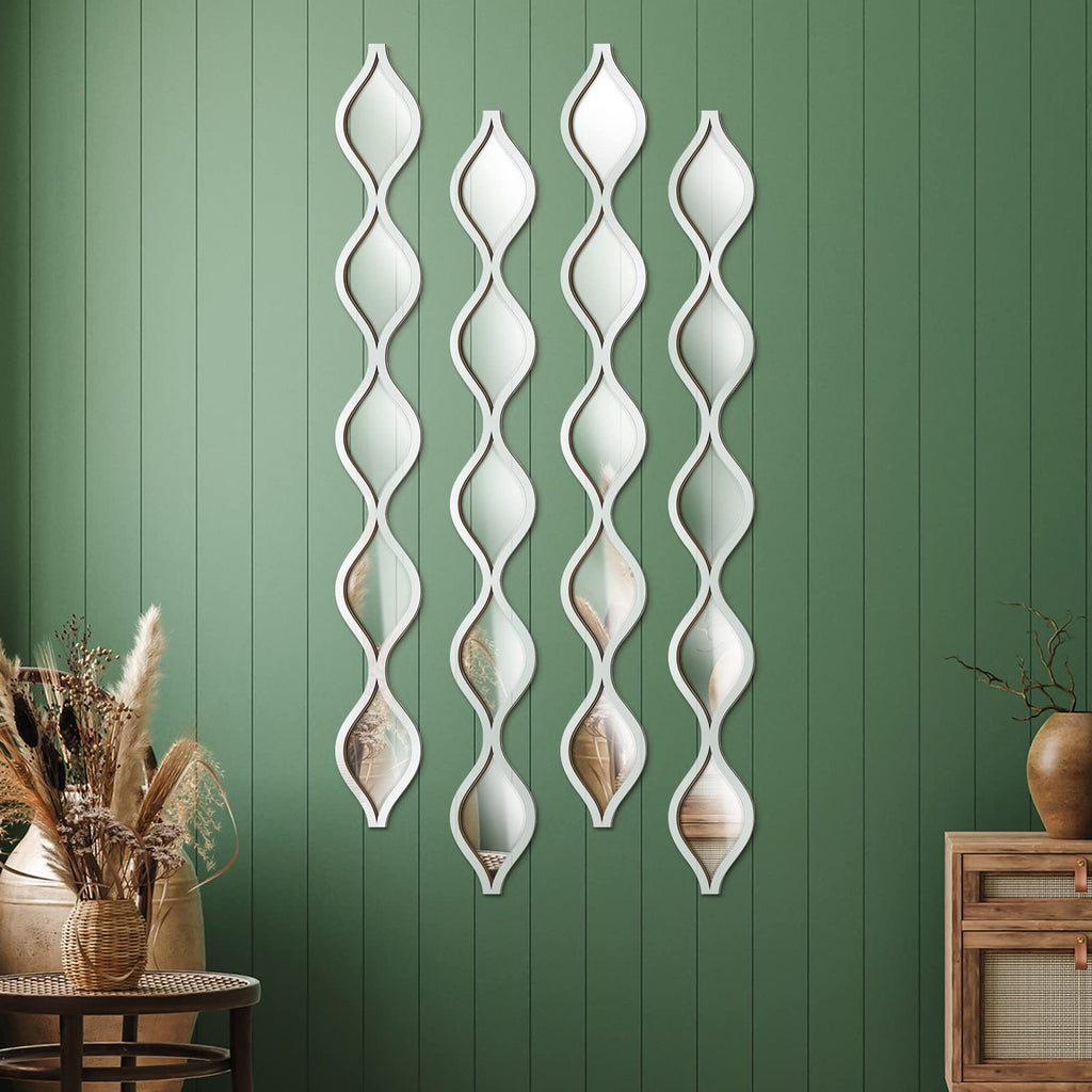 4 Pcs Teardrop Mirror Wall Art Decorative Mirror Wall Decor, Silver