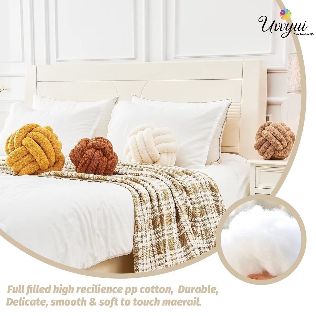 Knot Pillow Ball, Soft Home Decorative Pillows, Round Throw Pillow, Handmade Knotted Plush Pillow, Round Boucle