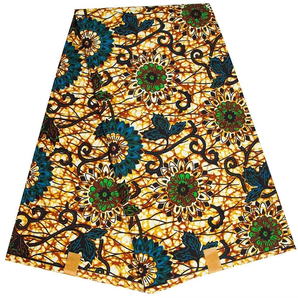 African Fabric Ankara Print Polyester Material Kente Cloth Fabric for DIY Sewing Dress 6630