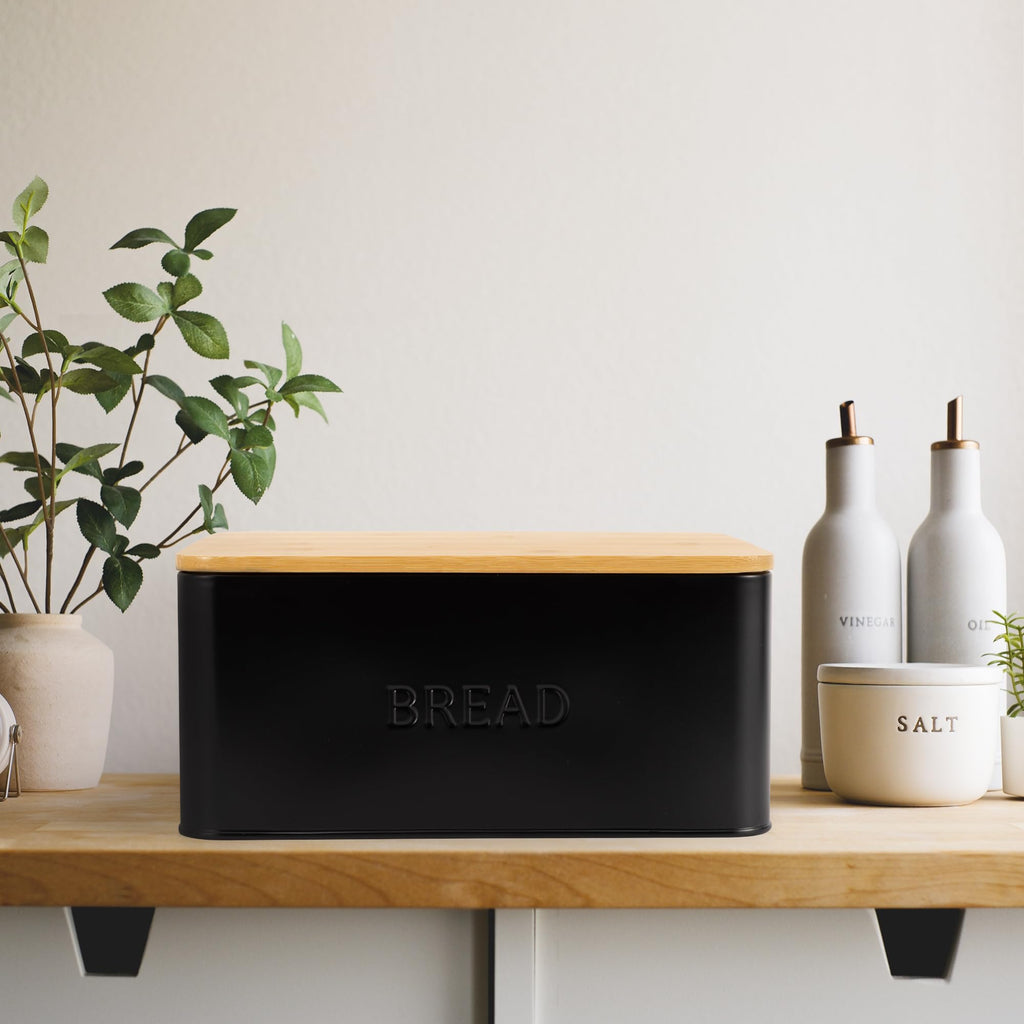 Bread Box - Beautiful With Wooden Lid For Your Kitchen Countertop