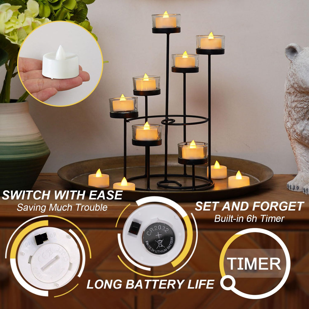 24Pack Flameless LED Tealights Candles with Timer, 6H Timer Built-in