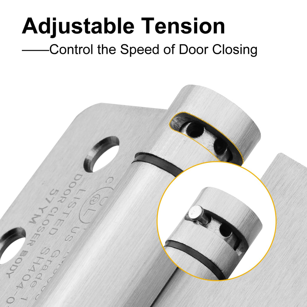 3 Pack Self Closing Door Hinges 4 Inch Brushed Nickel 1/4" Radius