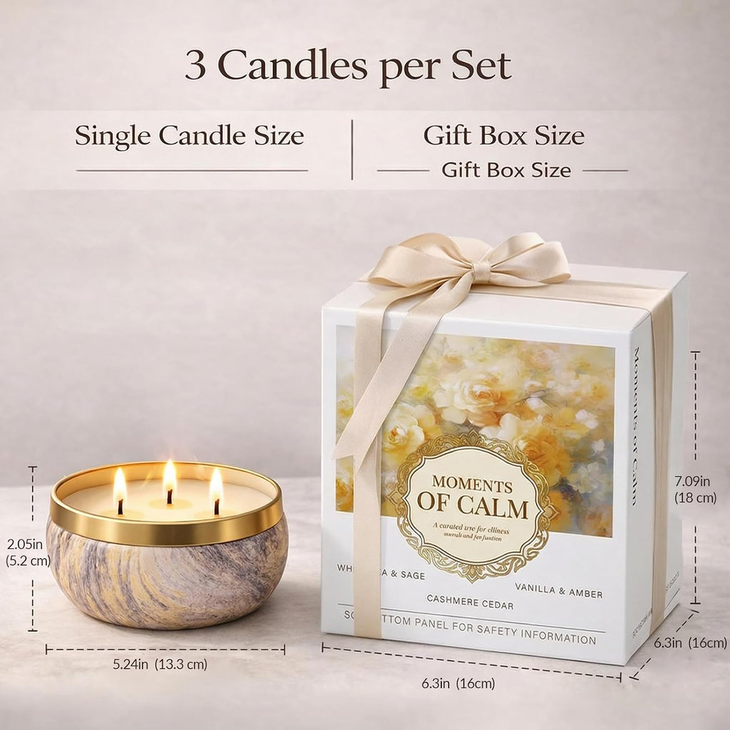 3-Wick Candle Gift Set, 3 Pack, 14 oz Each, Scented Candles - Set of 3