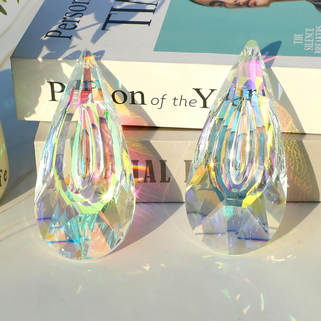 120mm Crystal Suncatcher, 2 Pack Large Prism Sun Catchers Indoor Windows - Hanging Ornaments Rainbow Maker Pendant