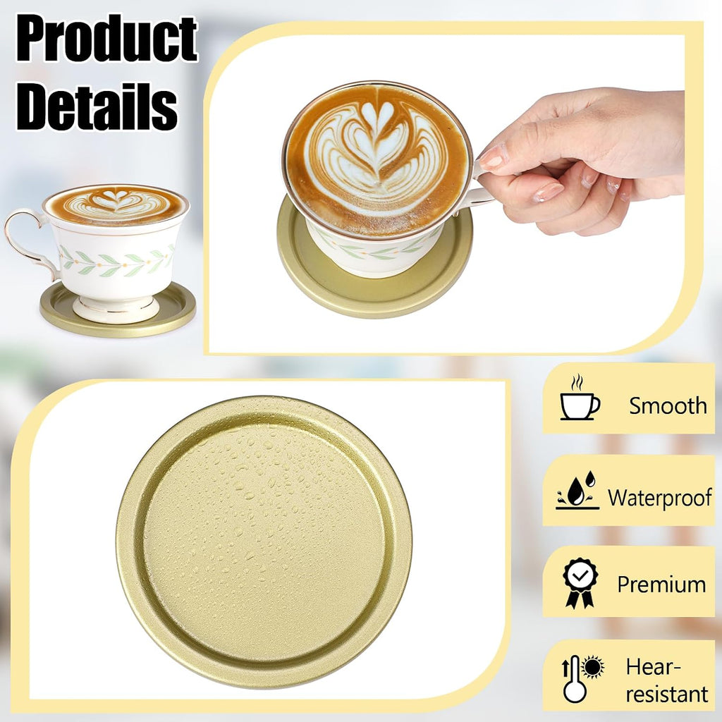 Iron Coaster, Classy Golden Coasters for Drinks Metal Coasters - Set of 6