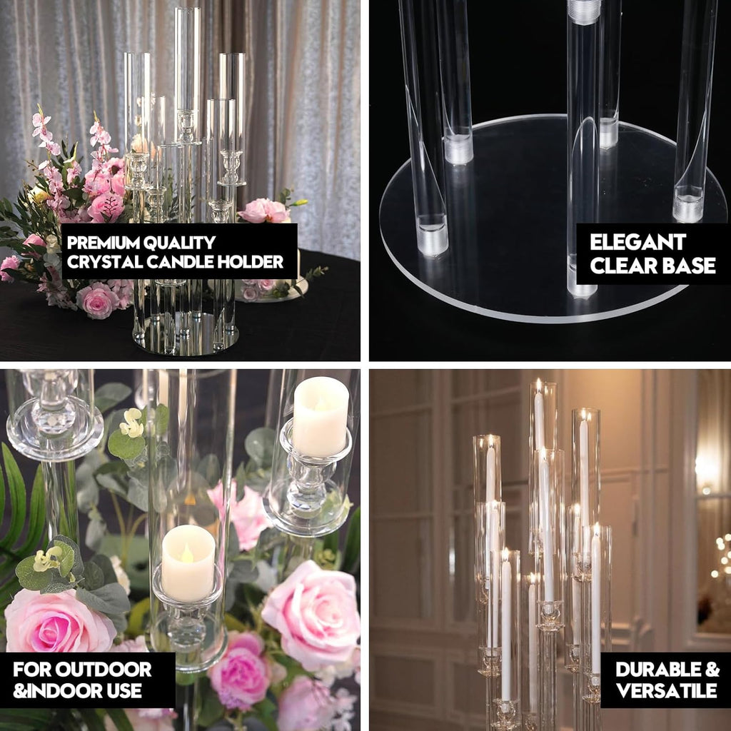 4 Set 5 Arm Acrylic Candle Holder, Mjkeomo 34.6'' Tall Candelabra Centerpieces for Tables Clear Candlesticks Holder