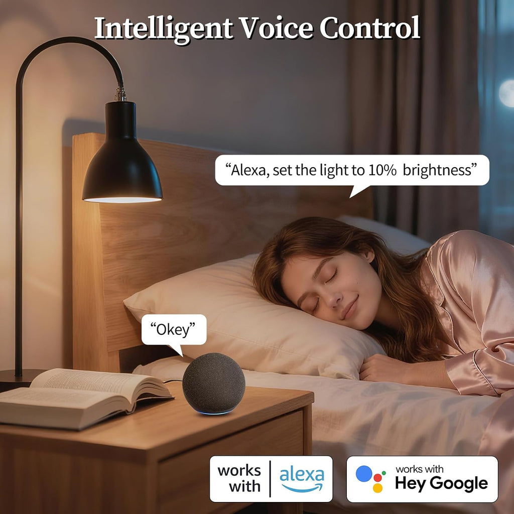 Smart Light Bulbs, Color Changing Smart Bulb Work with Alexa & Google Assistant, 2.4GHz WiFi Bluetooth LED Light