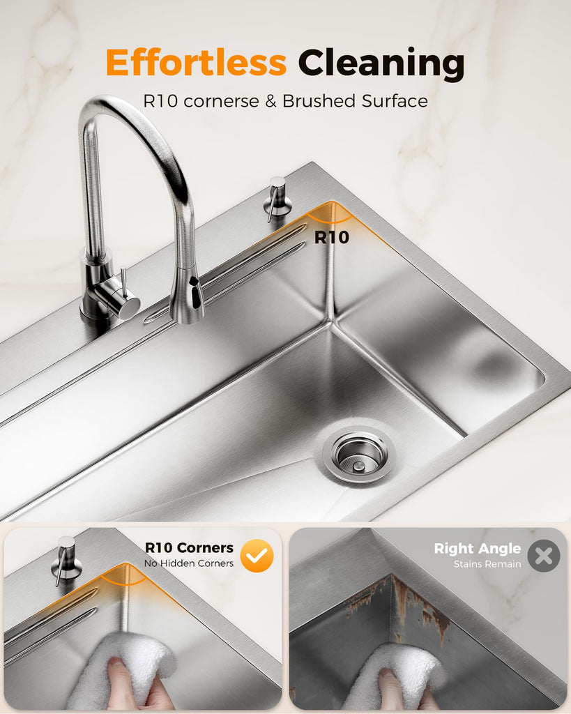 30X22 Drop Sink, 304 Stainless Steel Workstation Sink