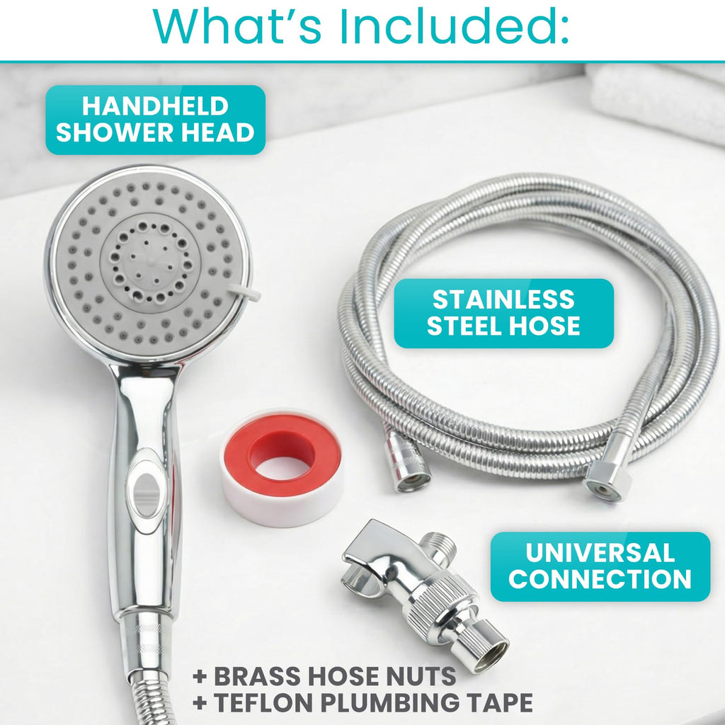 High Pressure Handheld Shower Head - Hand Held Showerhead with 6.5 ft