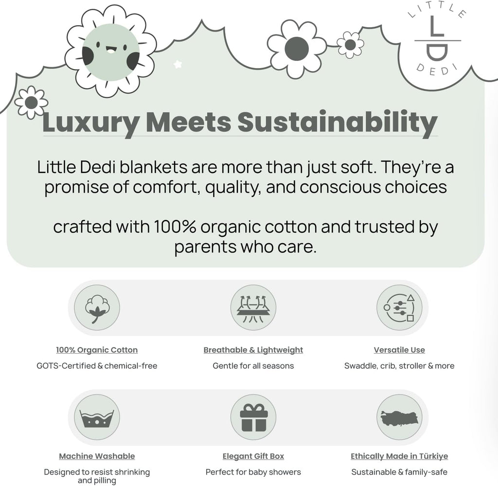 100% Organic Cotton GOTS Certified Baby Knitted Blanket with Gift Box - Soft Toddler, Crib, Stroller Blanket