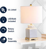 21.5" White and Navy Blue Ceramic Ginger Jar LED Table Lamp