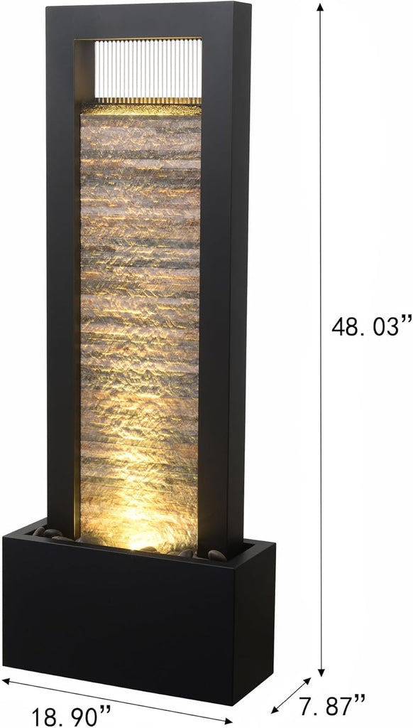 Versatile Zen Metal Fountain with Stone Brick Accent