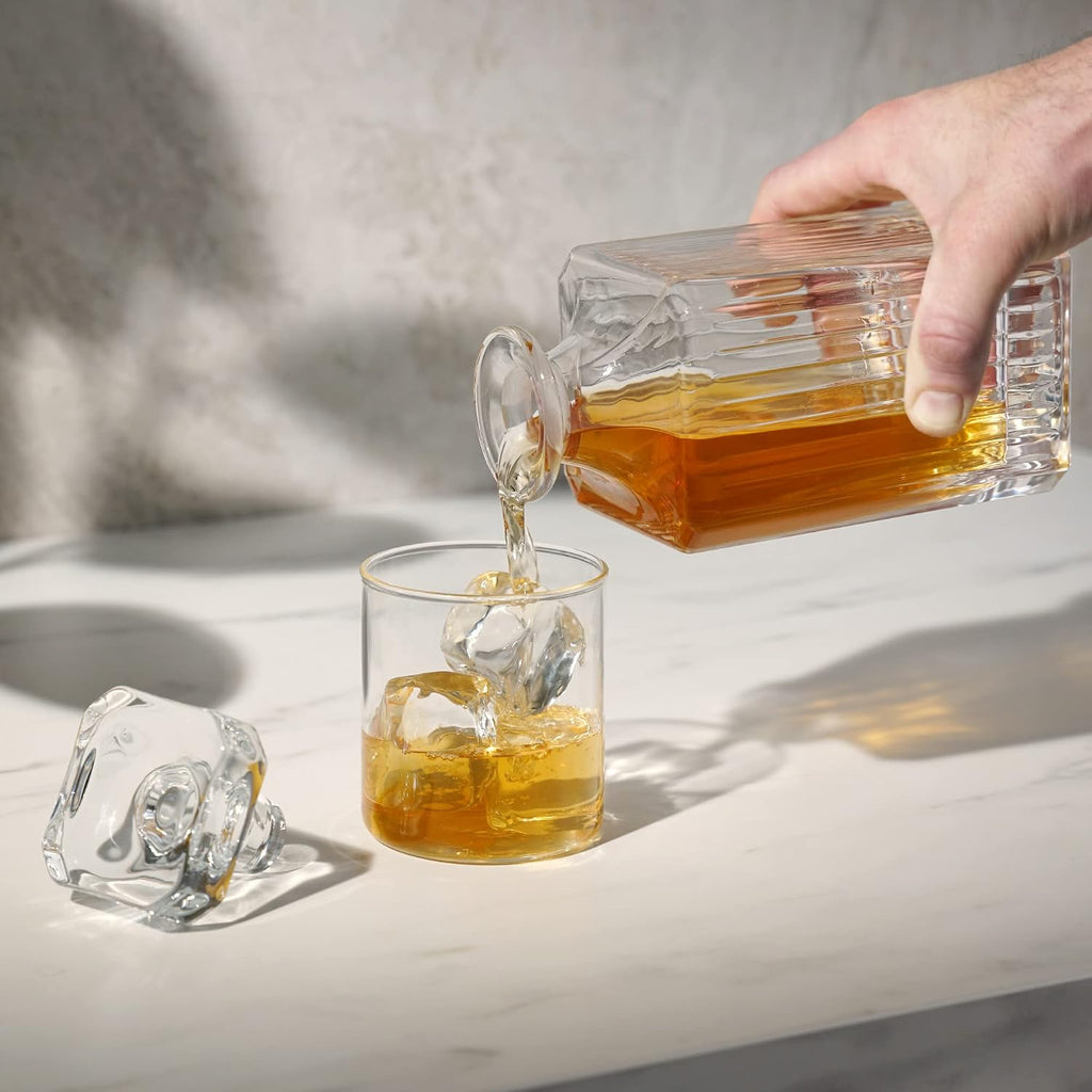 Reserve Milo Whiskey Decanter with Stopper, Stylish Crystal Liquor Decanter for Bourbon, Scotch, Spirits, Wedding