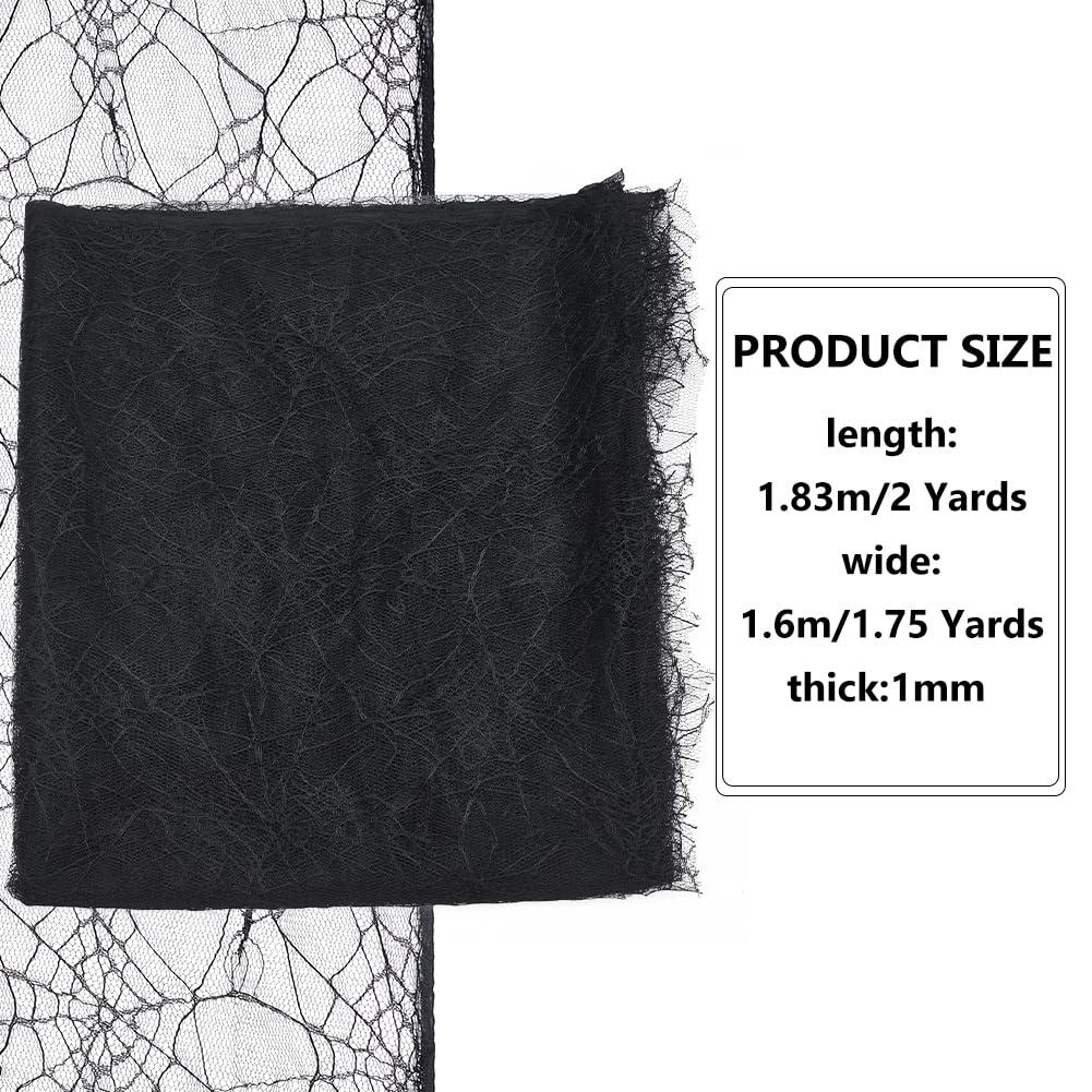 70x62 Inch Halloween Spider Web Lace Fabric, Black Lace Web Embroidered Sewing Fabrics Tablecloth Fabrics Lace for