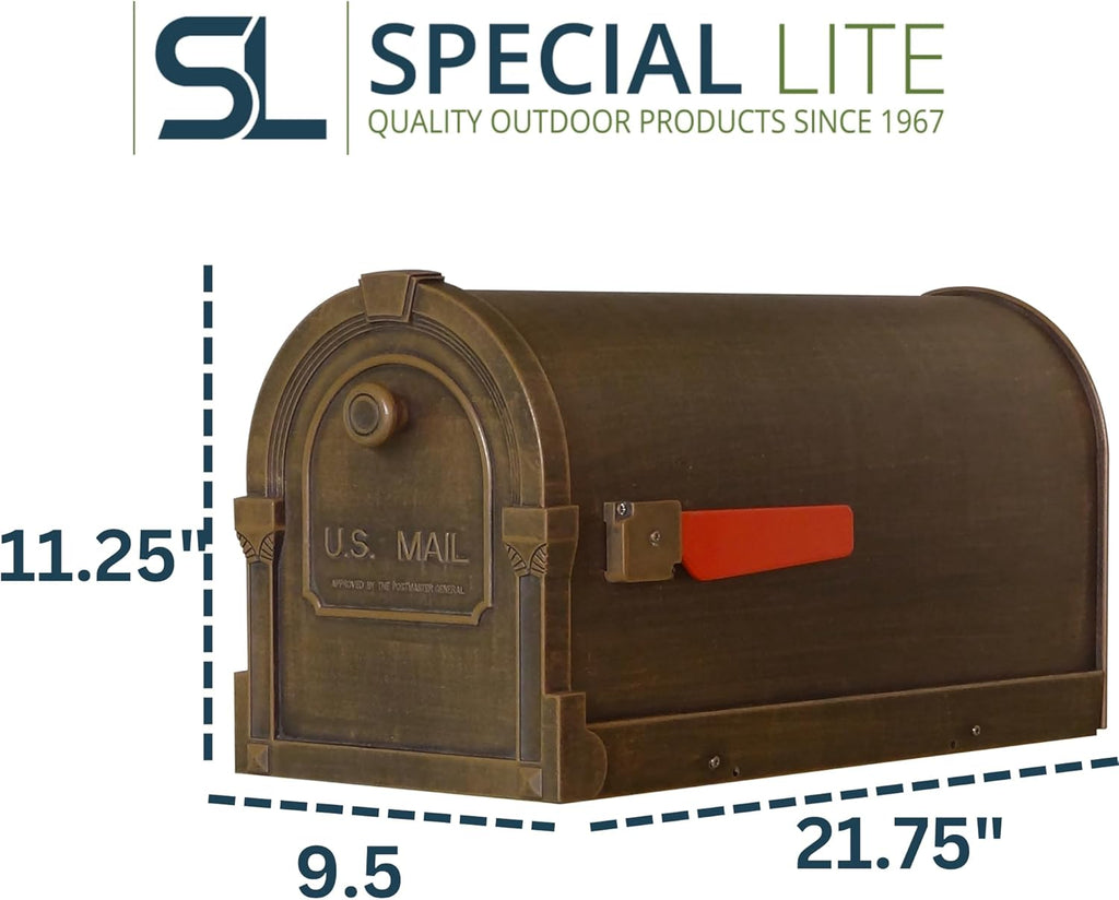 Savannah Curbside Mailbox - Copper Aluminum Mailbox for Post Mount