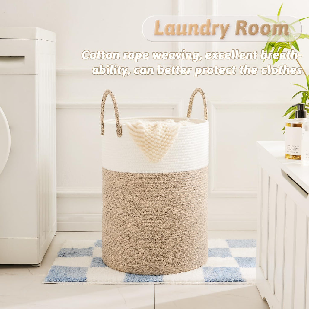 Laundry Basket,Woven Cotton Rope Laundry Hamper,60L for Decor Storage of Dirty Clothes,Toys and Blankets ,Baby Room