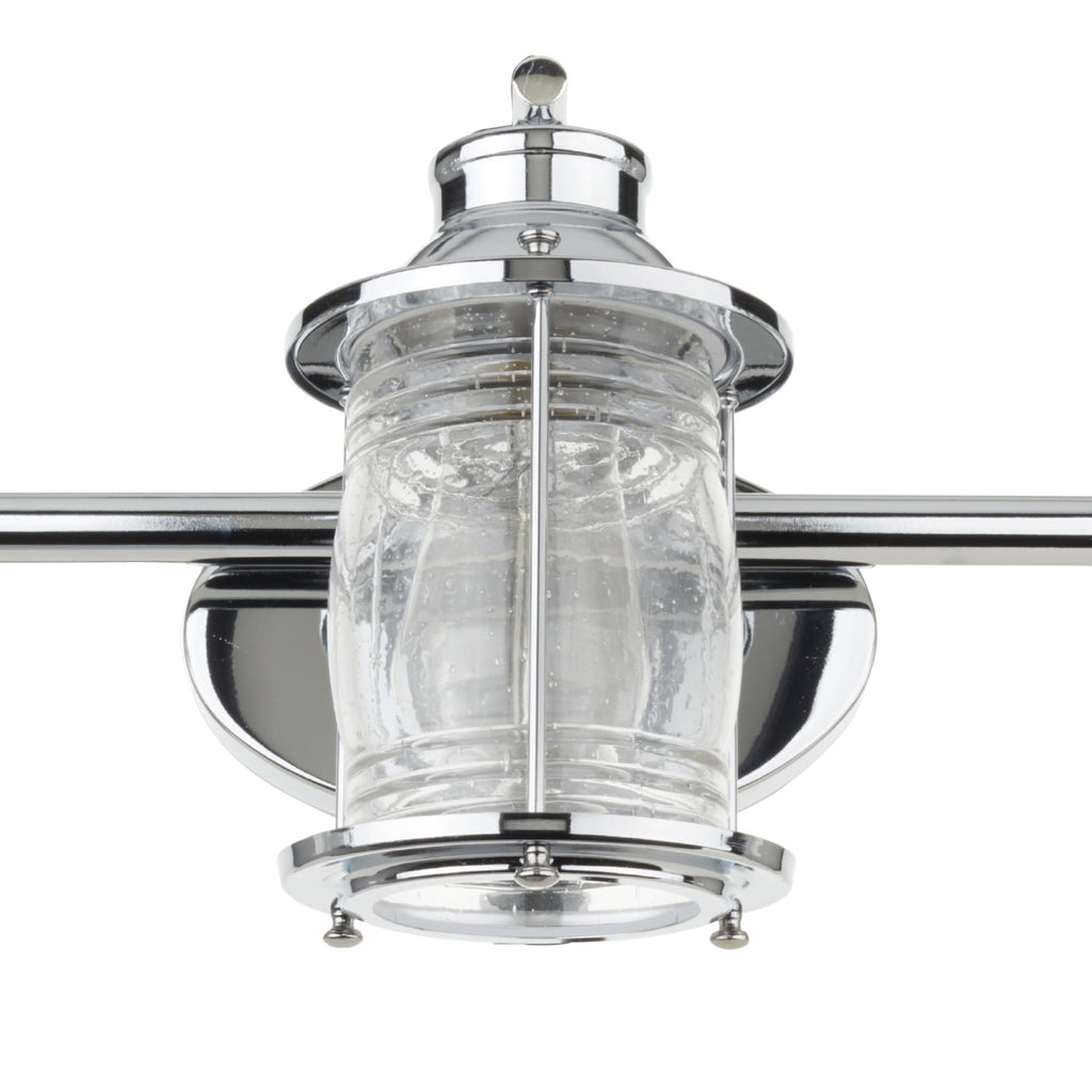 Bayfield 3-Light Vanity Light, Chrome, Ribbed Seeded Glass Shades, Bulb Not Included