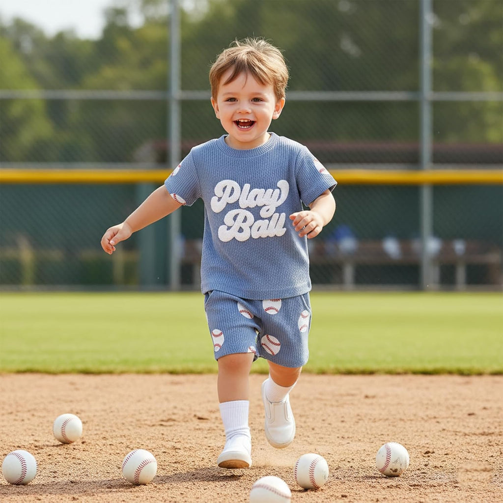 Toddler Baby Boy Football Summer Outfits Game Day T-shirt Shorts