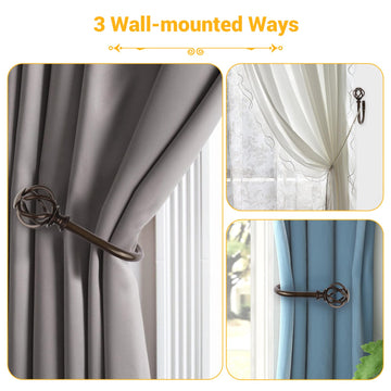 Bronze Curtain Holdbacks, Decorative Drapery Tiebacks, 2 Pack/1 Pair