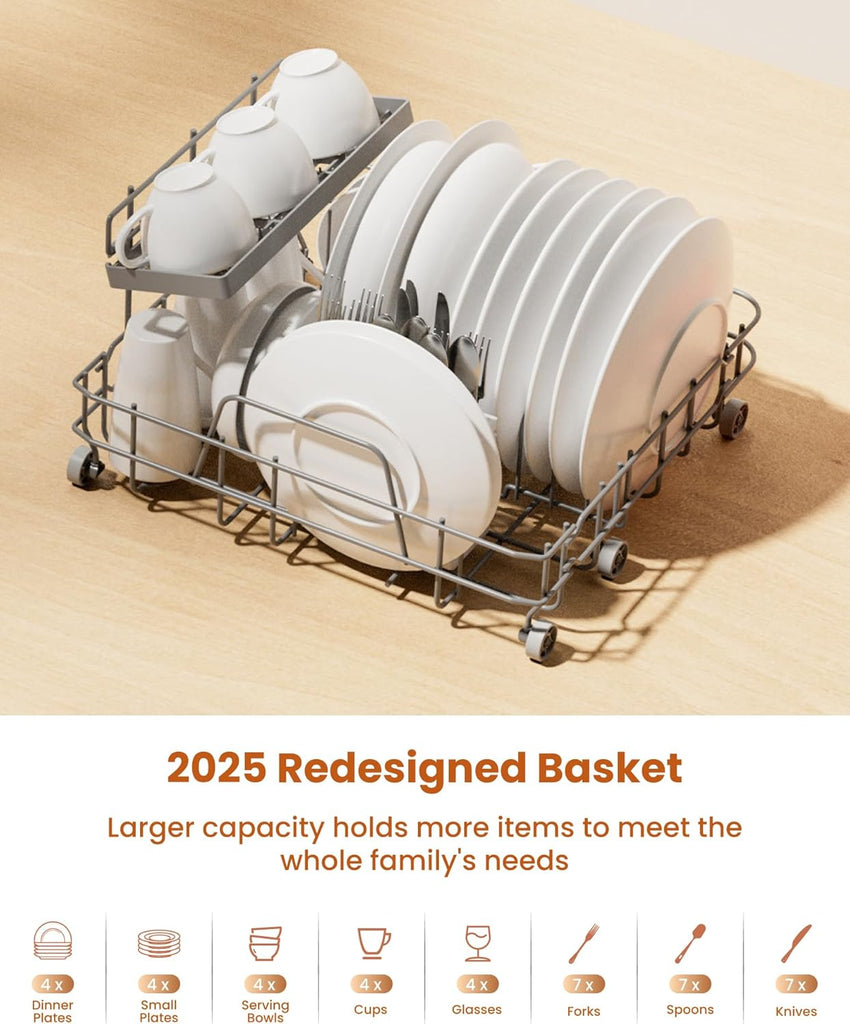 2025 NEW Upgraded Countertop Dishwasher with Water Softener and Enhanced Energy Efficiency