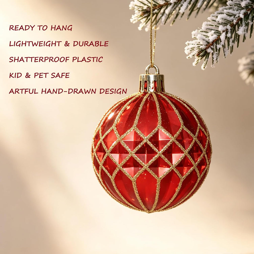1.18-6.5" Red Gold Christmas Tree Ornaments Decorations Set - Set of 116