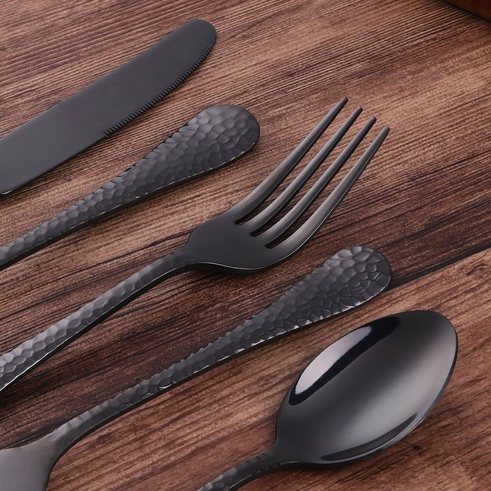 20-Piece Black Flatware Silverware Set, Stainless Steel Cutlery Sets, Multipurpose Use, Restaurant, Hotel Tableware