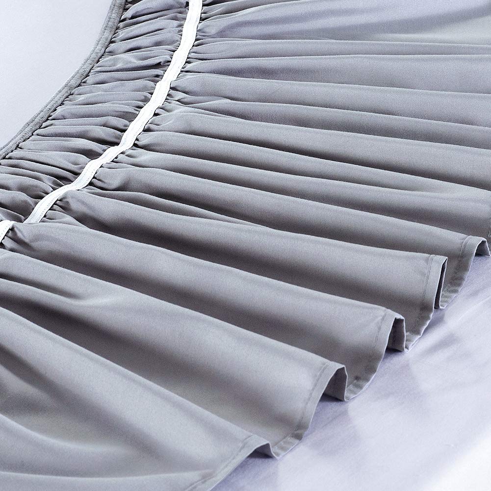 Wrap Around Elastic Bed Skirt for Beds, 24" Drop, Grey