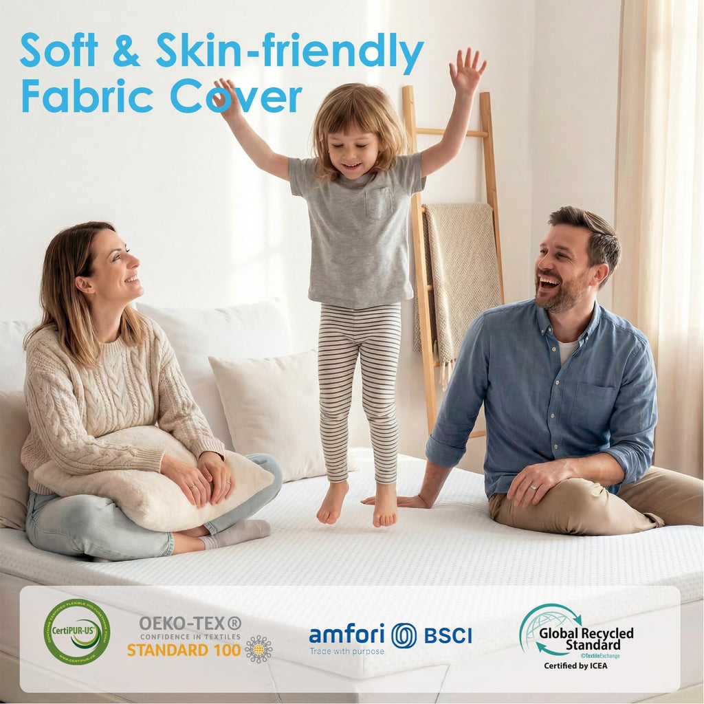 3 Inch Gel Memory Foam Mattress Topper Queen, Thick Mattress Pad | Bed Topper for Back Pain, Non-Slip Design with