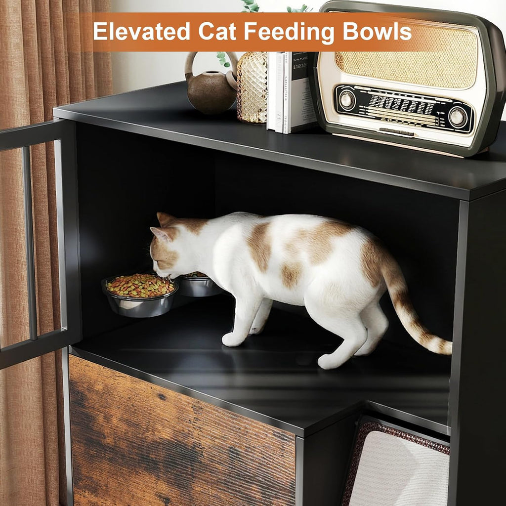 Dog Proof Cat Feeding Station, Cat Feeding Station with Storage
