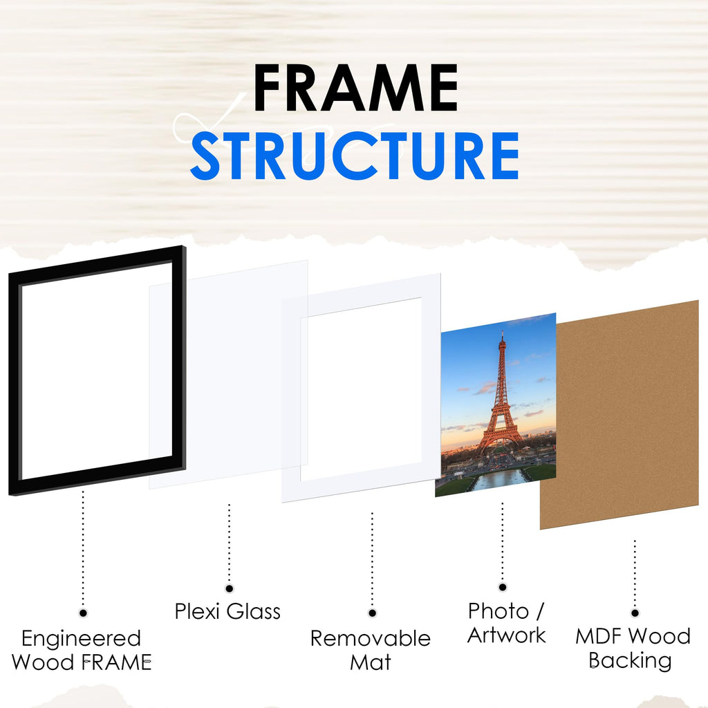 11x14 Picture Frame Bulk-6 Pack, Photo Frame with HD Plexiglass, Display Pictures 8x10 with Mat or 11x14 Without Mat
