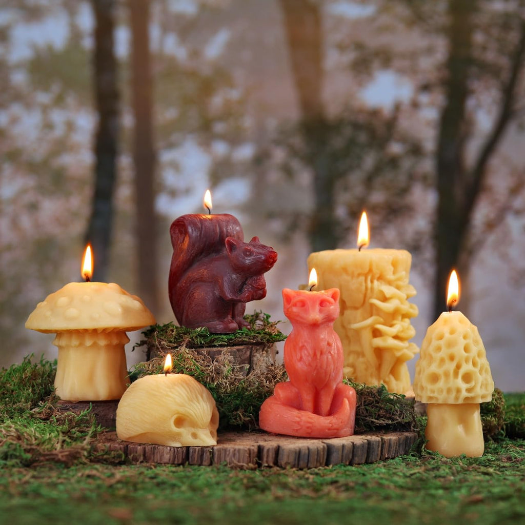 Beeswax Amanita Mushroom Candle, 3.5 x 3in