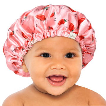 Baby Satin Bonnet Sleep Cap - Double Layer Reversible Adjustable Silky Satin Cap for Infant