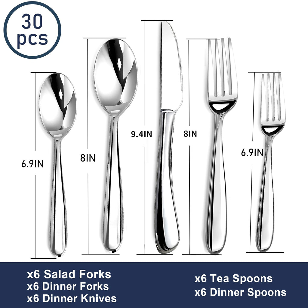 Heavy Duty Silverware Set for 6, Stainless Steel Flatware Cutlery Set