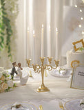 Gold Candelabra Table Centerpiece: 10 Inches Candelabra Candle Holder for Taper Candlesticks - 5 Arms Metal