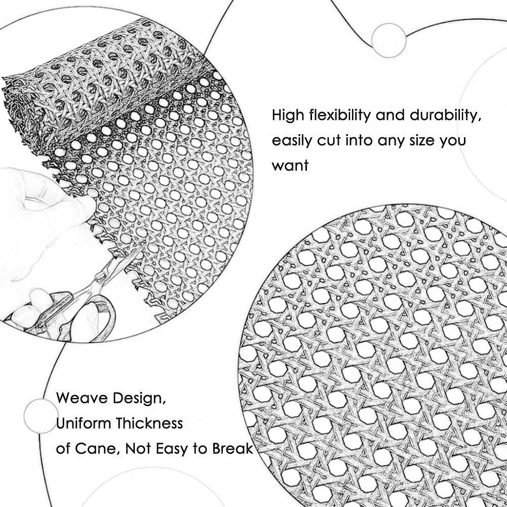 Reddish Brown Cane Webbing for Caning Projects Plastic Weaving Rattan Webbing for DIY Furniture Repair Hexagon Rattan