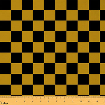 Checkered Fabric Teen Women Men Yellow Black Plaid Upholstery Fabric for Chairs Sofa Couch Cute Retro Checkerboard