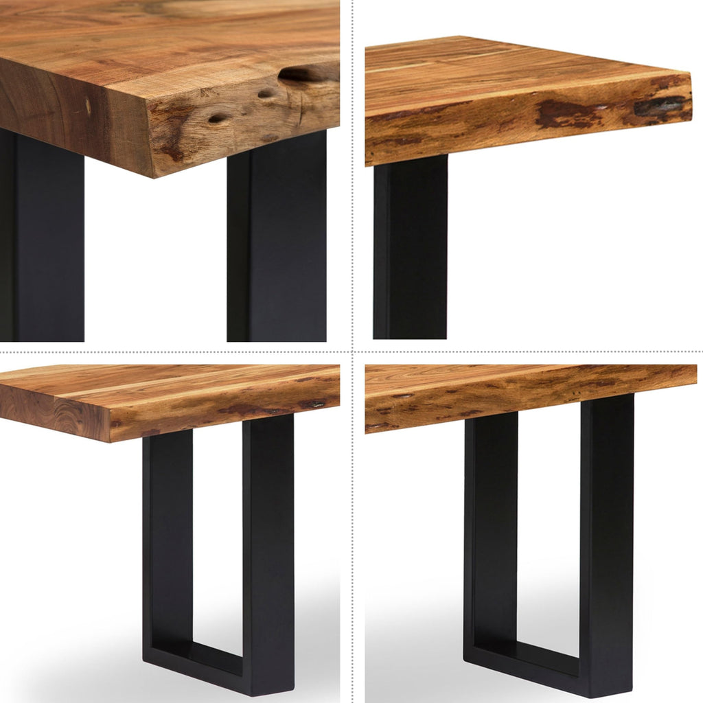 Alpine Live Edge Solid Wood Rustic Entryway Bench, Natural, 48"