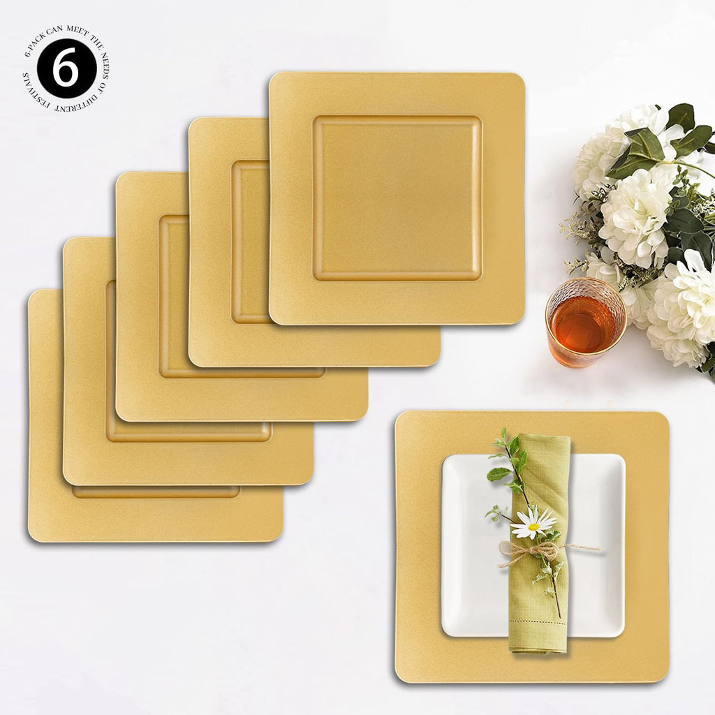 Foil Set of 6, 13" Square Beaded Plate Chargers
