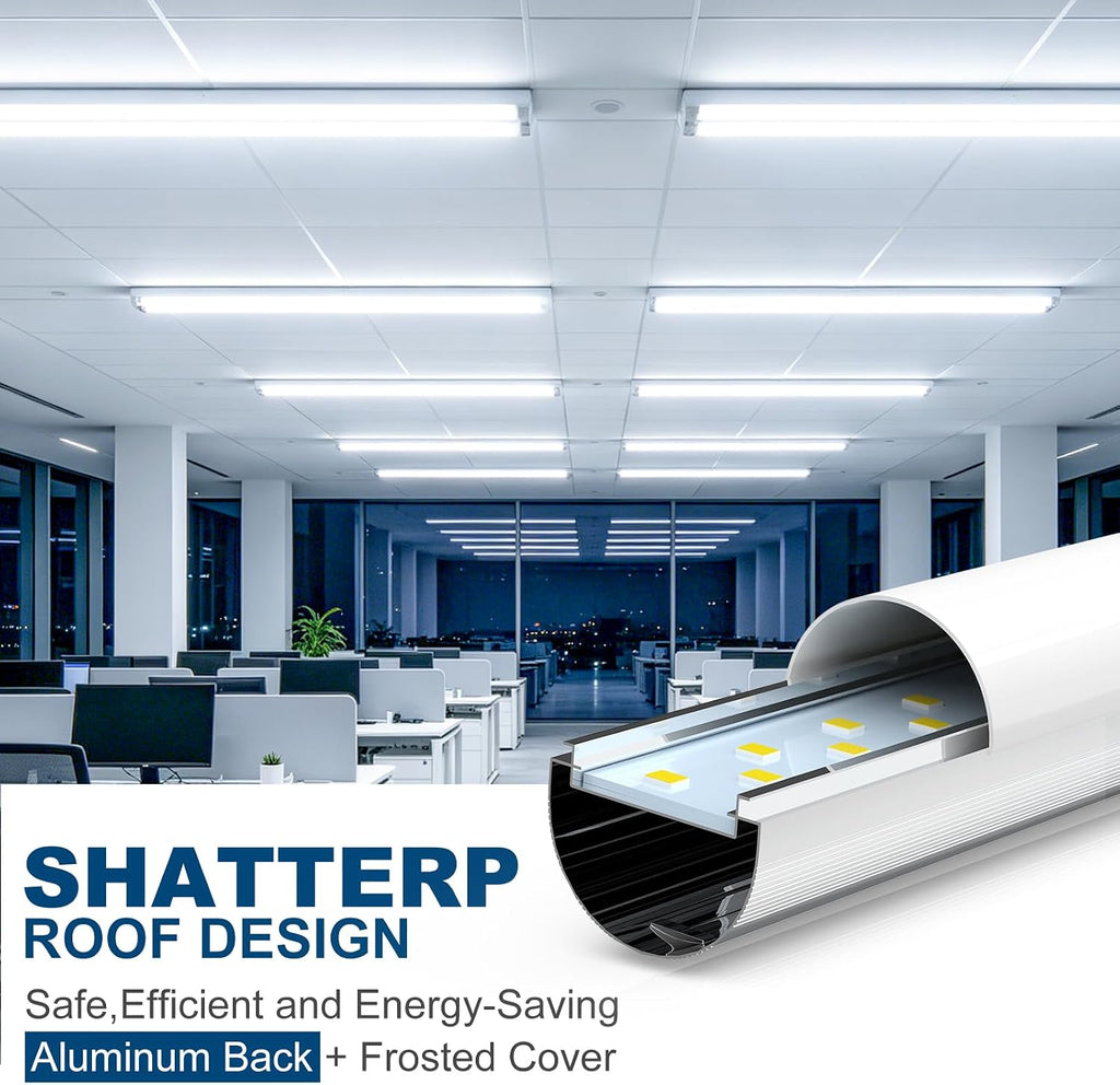 T8 4FT LED Light Bulbs, 24W 3200LM 5000K Frosted Type A+B, 4 Pack