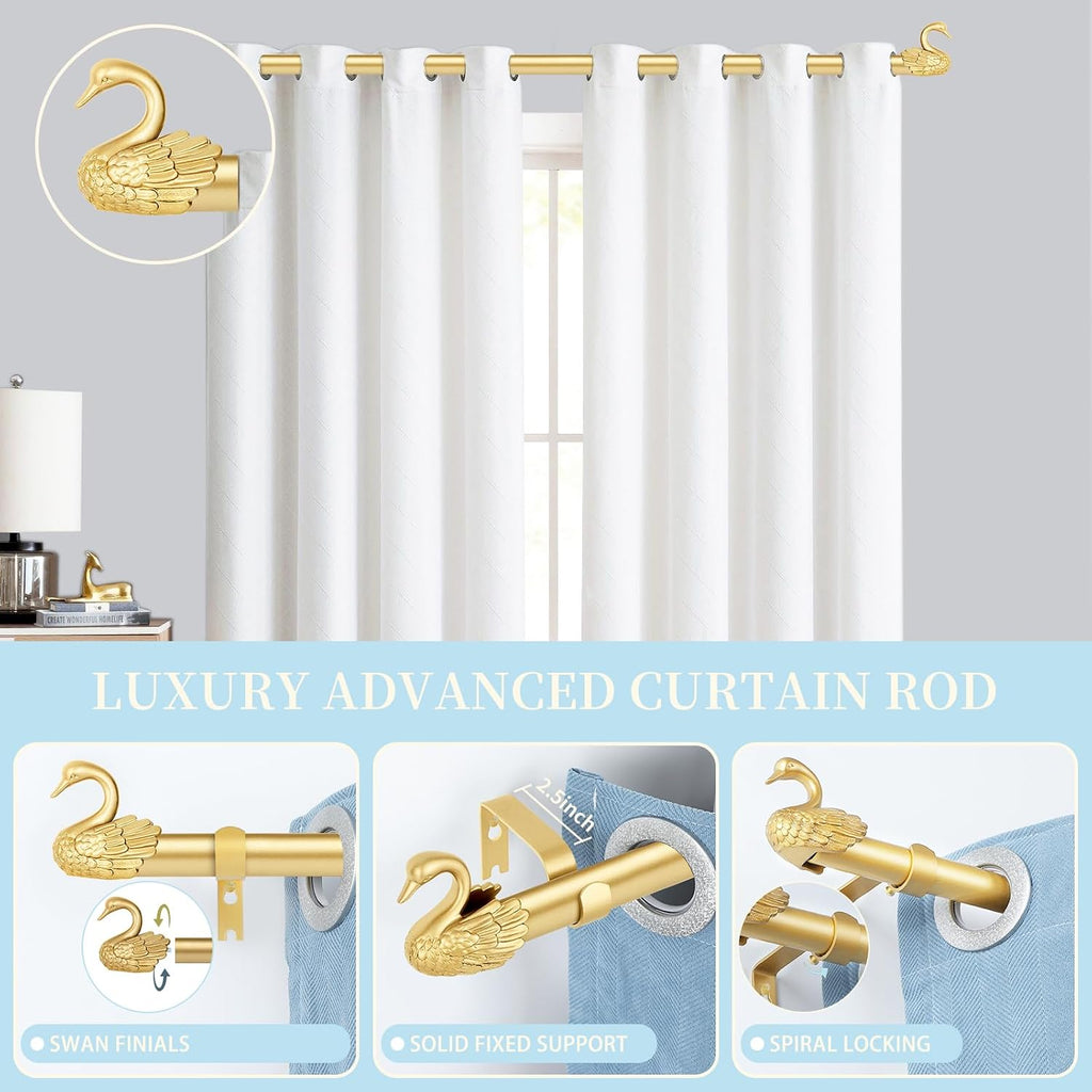 Gold Curtain Rods for Windows 48 to 84 Inch(4-7ft),1 Inch Adjustable Curtain Rod,Heavy Duty Window Rods,Decorative