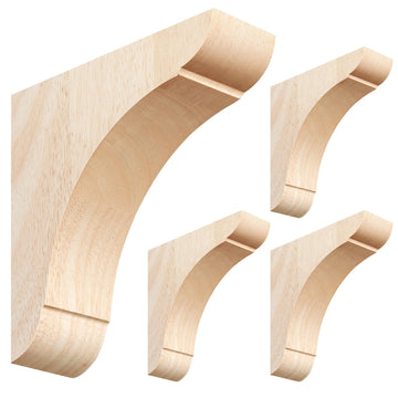 4 Pcs Wood Corbel Wooden Shelf Bracket, 8 x 8 x 1.75 Inches