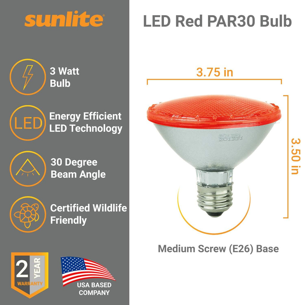 LED PAR30 Short Neck Colored Wildlife Friendly Light Bulb, 3 Watts, (25W Equivalent), E26 Medium Base