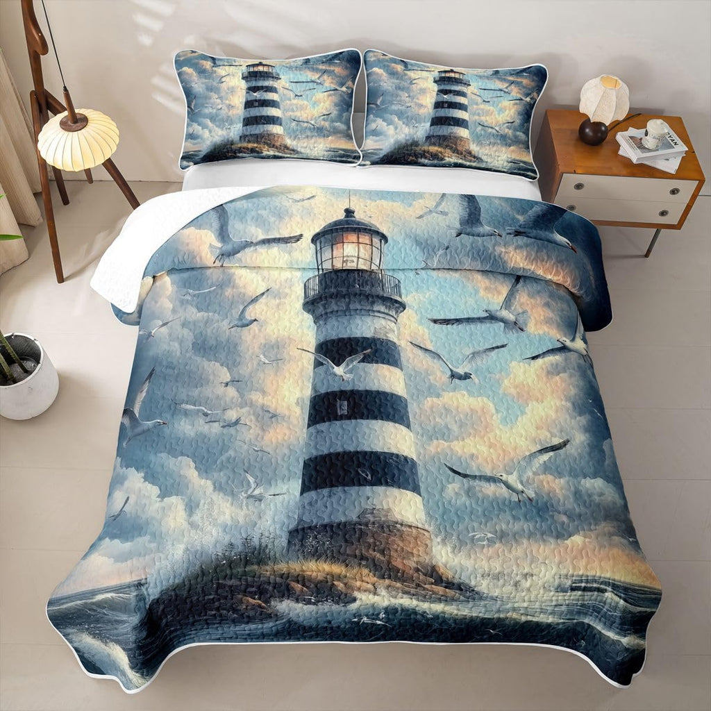 Lighthouse Seagull Ocean Sea Quilts for Bed