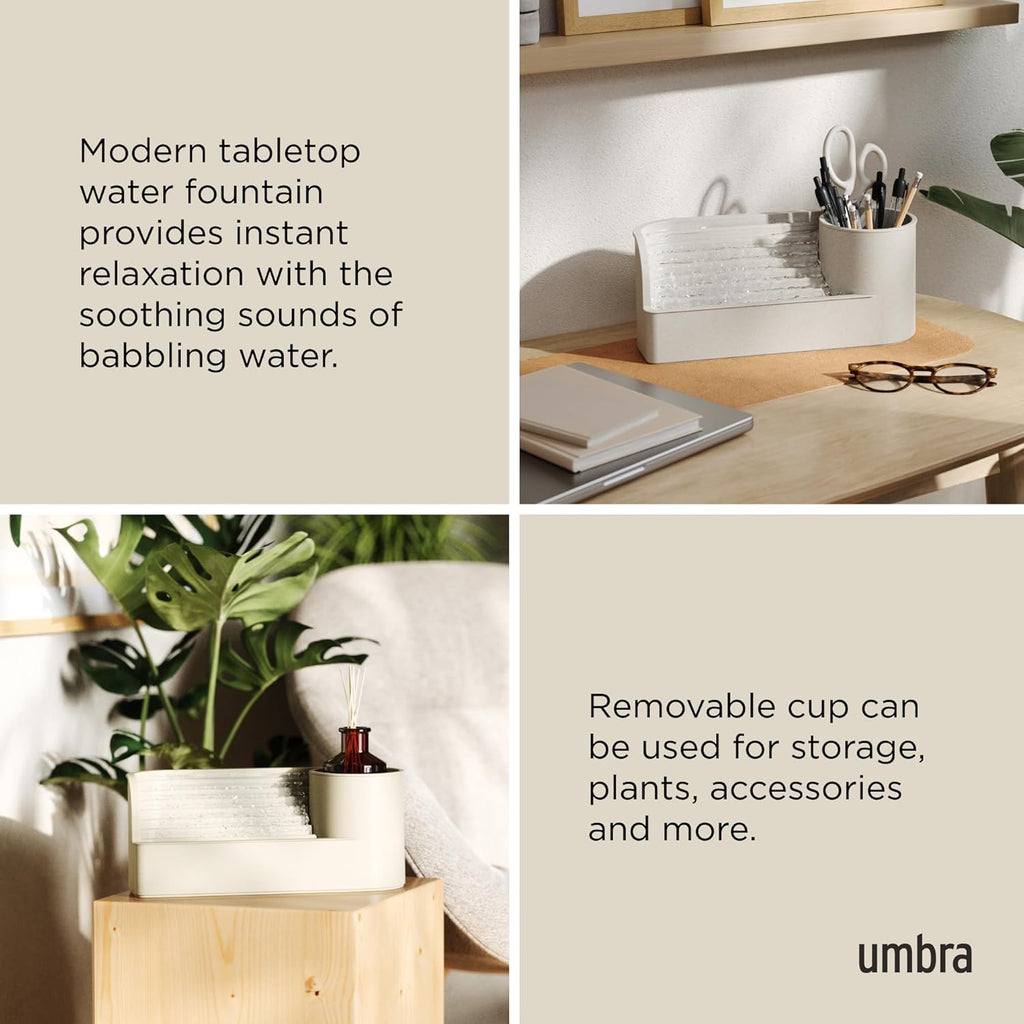 Stream Water Fountain for Tabletop Desktop - Soothing and Calming Zen or Office, Sand