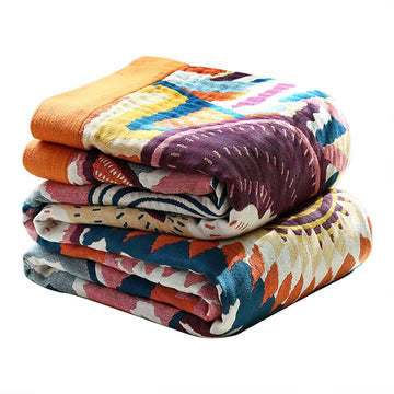 Boho Throw Blanket 90"x98" Fall Cotton Decorative Blanket for Couch