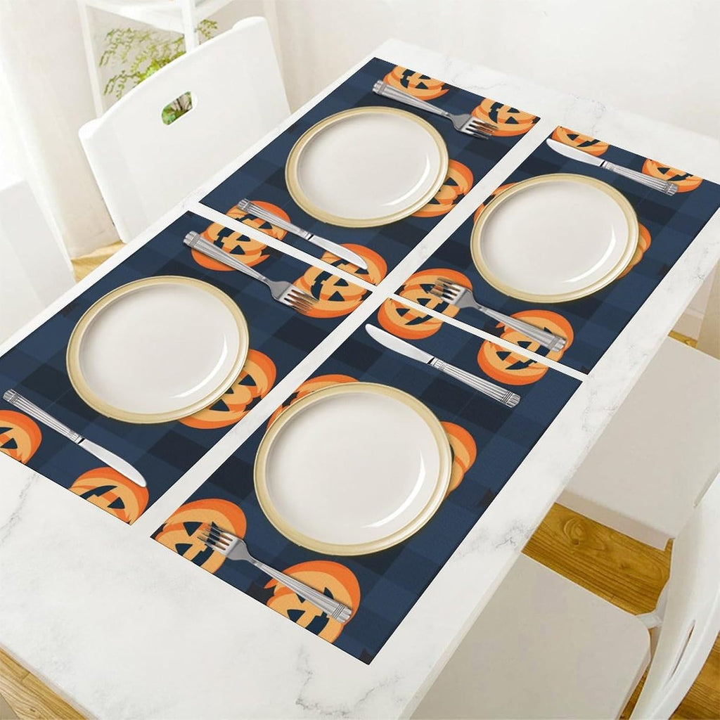Round Pumpkin Graphic PVC Placemat Washable Dining Table Mat