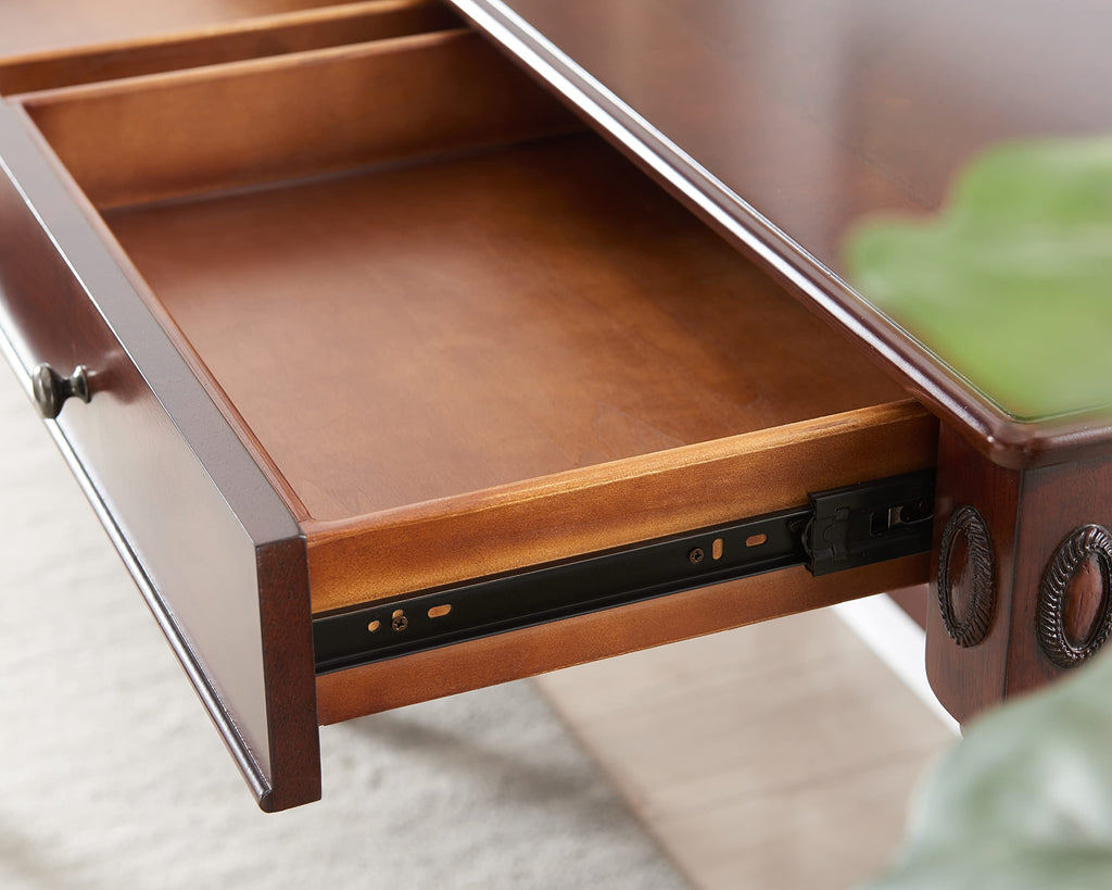 Solid Wood Computer Desk with 2 Drawers, Traditional Vanity Dressing Table, 46" Home Office Writing Desk, Workstation